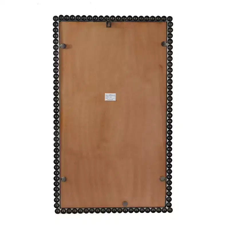 Metal Wall Mirror with Beaded Detailing