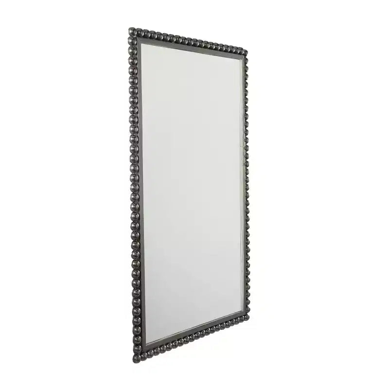 Metal Wall Mirror with Beaded Detailing