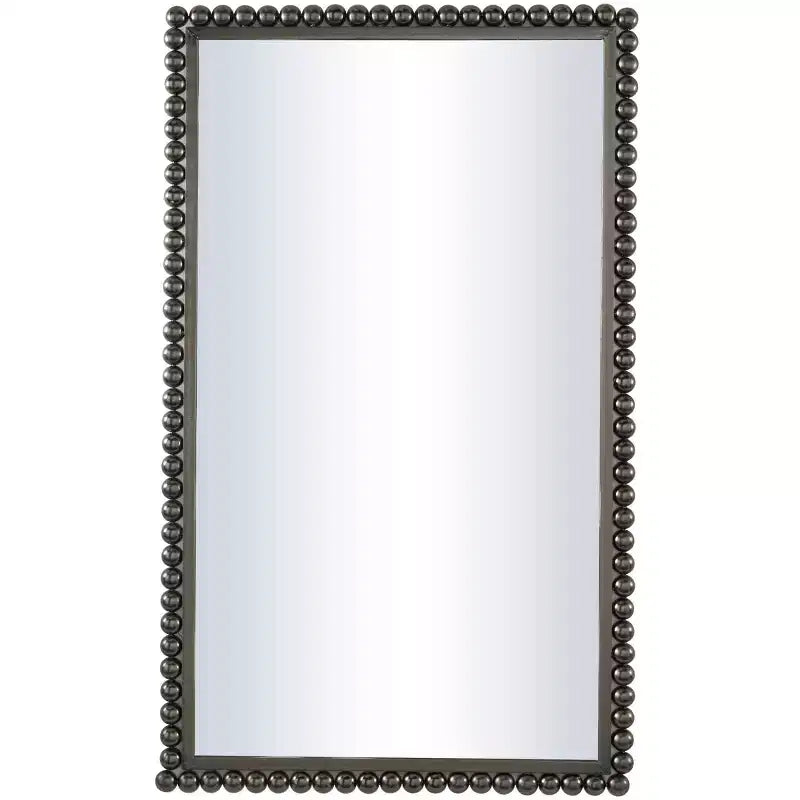 Metal Wall Mirror with Beaded Detailing