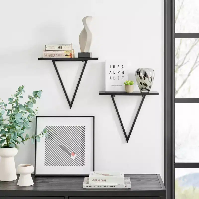 Lot de 2 étagères murales triangulaires réversibles de 15,7 x 13,5