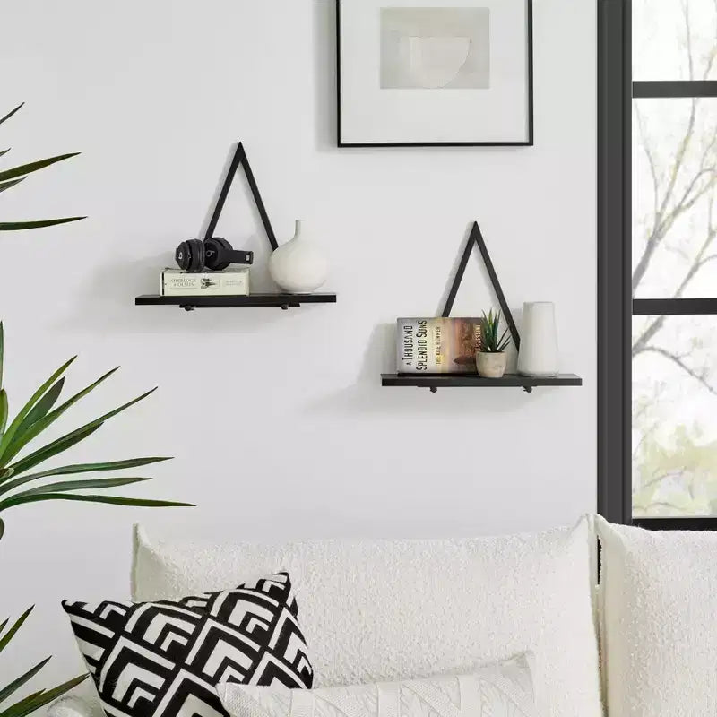 15.7 x 13.5 Set of 2 Reversible Triangle Accent Wall Shelves