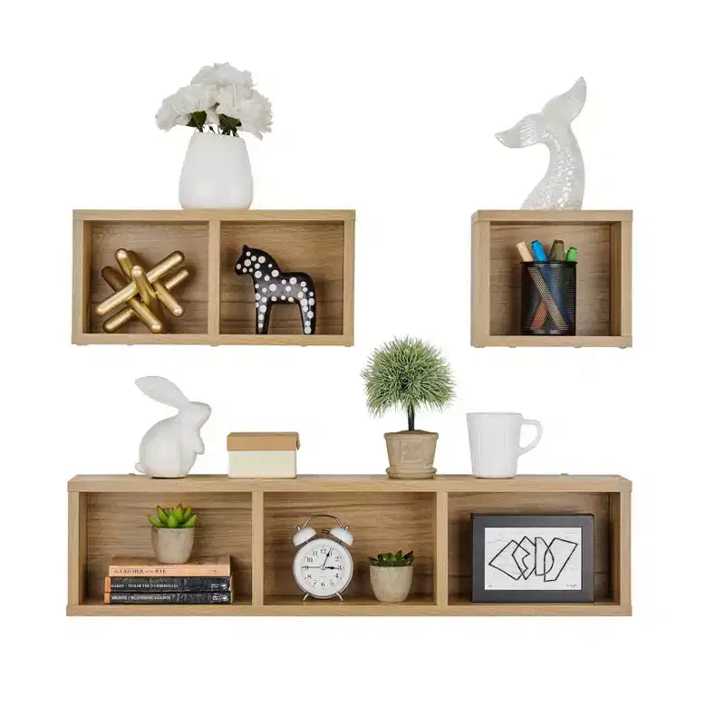 Lot de 3 étagères murales géométriques flottantes Bauhaus