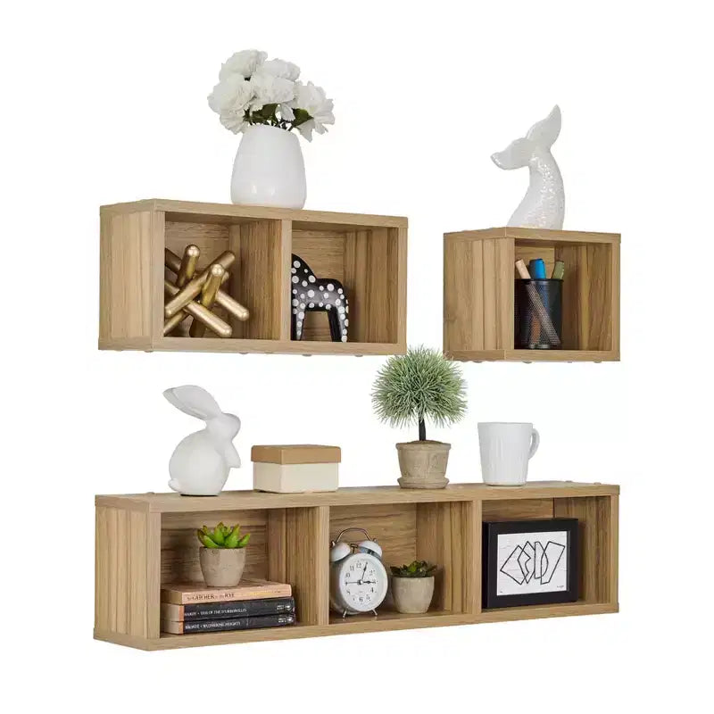 Lot de 3 étagères murales géométriques flottantes Bauhaus