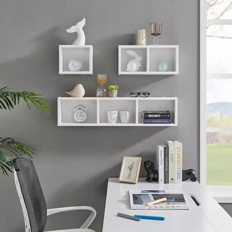 Lot de 3 étagères murales géométriques flottantes Bauhaus