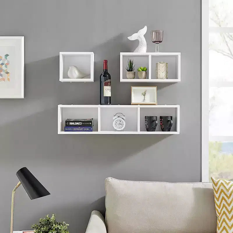 Lot de 3 étagères murales géométriques flottantes Bauhaus