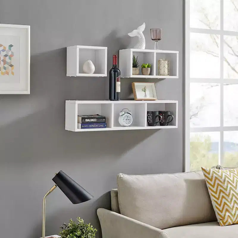Lot de 3 étagères murales géométriques flottantes Bauhaus