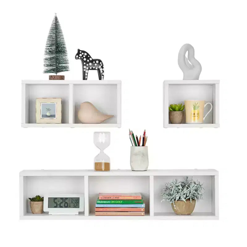 Lot de 3 étagères murales géométriques flottantes Bauhaus