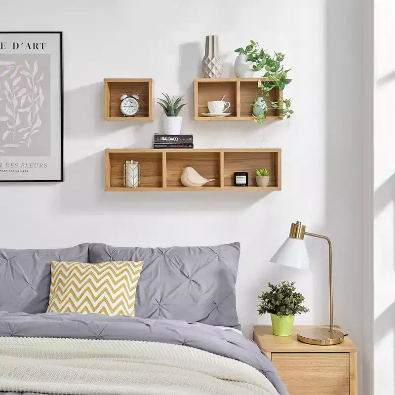 Lot de 3 étagères murales géométriques flottantes Bauhaus