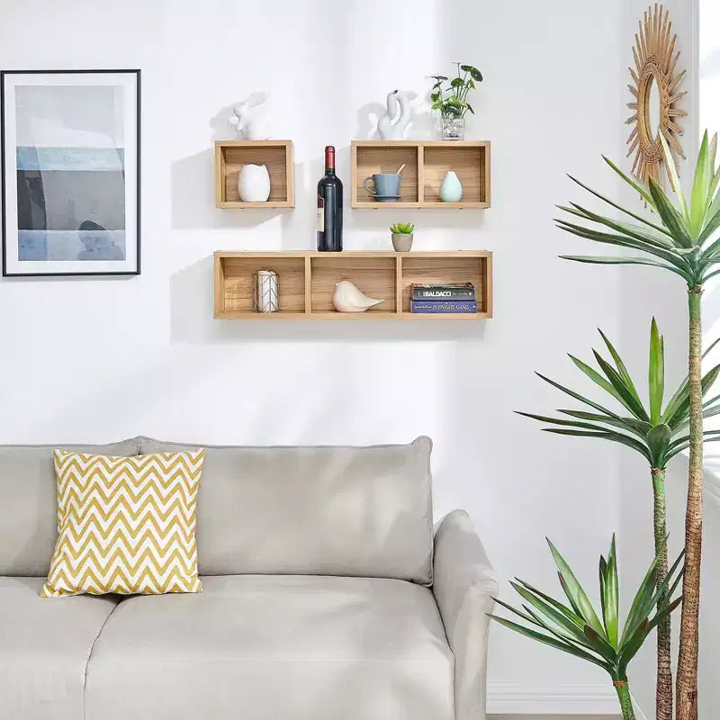 Lot de 3 étagères murales géométriques flottantes Bauhaus