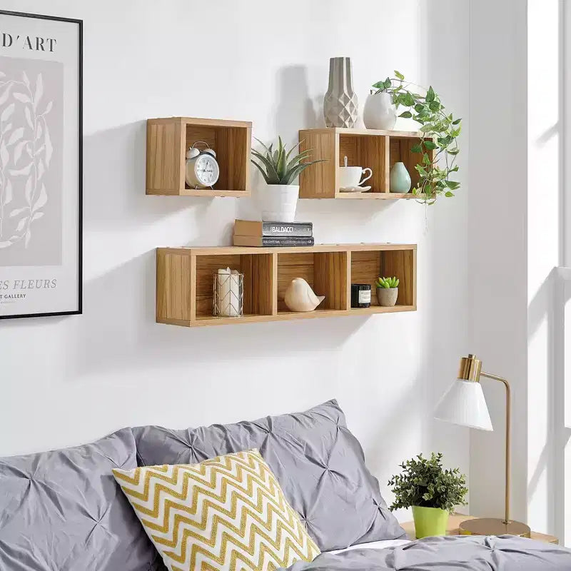 Lot de 3 étagères murales géométriques flottantes Bauhaus