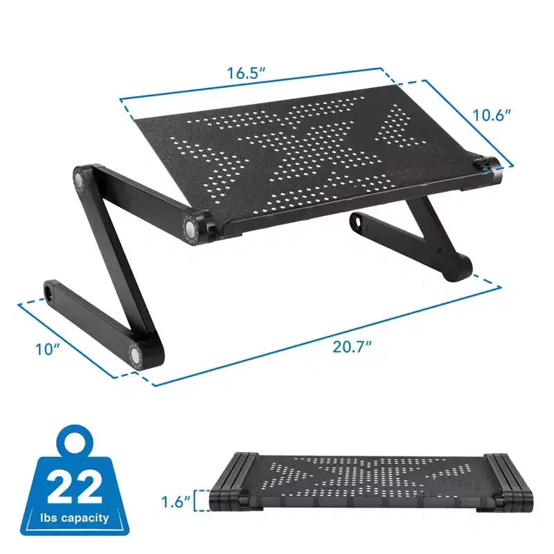 Support d'ordinateur portable réglable | Bureau debout portable | Grand plateau de lit en aluminium léger et multifonctionnel pour le travail, l'école et la maison
