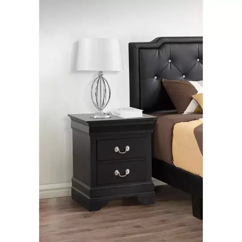 Table de chevet Louis Philippe à 2 tiroirs (61 cm H x 53 cm L x 41 cm P)