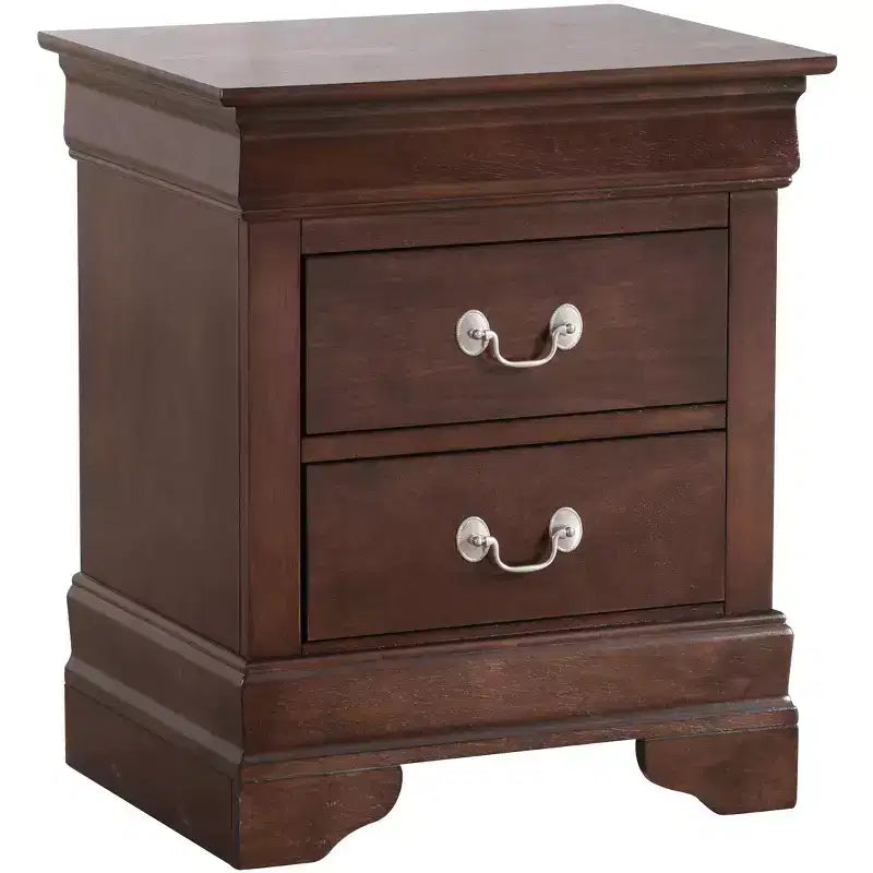 Table de chevet Louis Philippe à 2 tiroirs (61 cm H x 53 cm L x 41 cm P)
