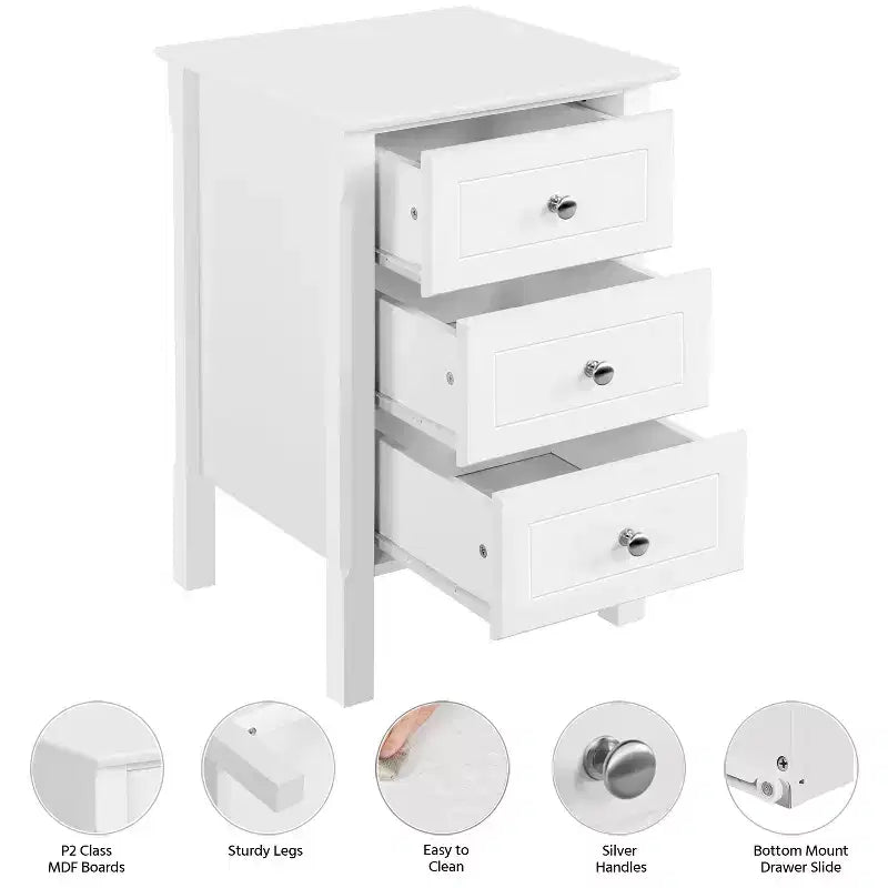 Table d'appoint à 3 tiroirs avec pieds en bois massif pour salon
