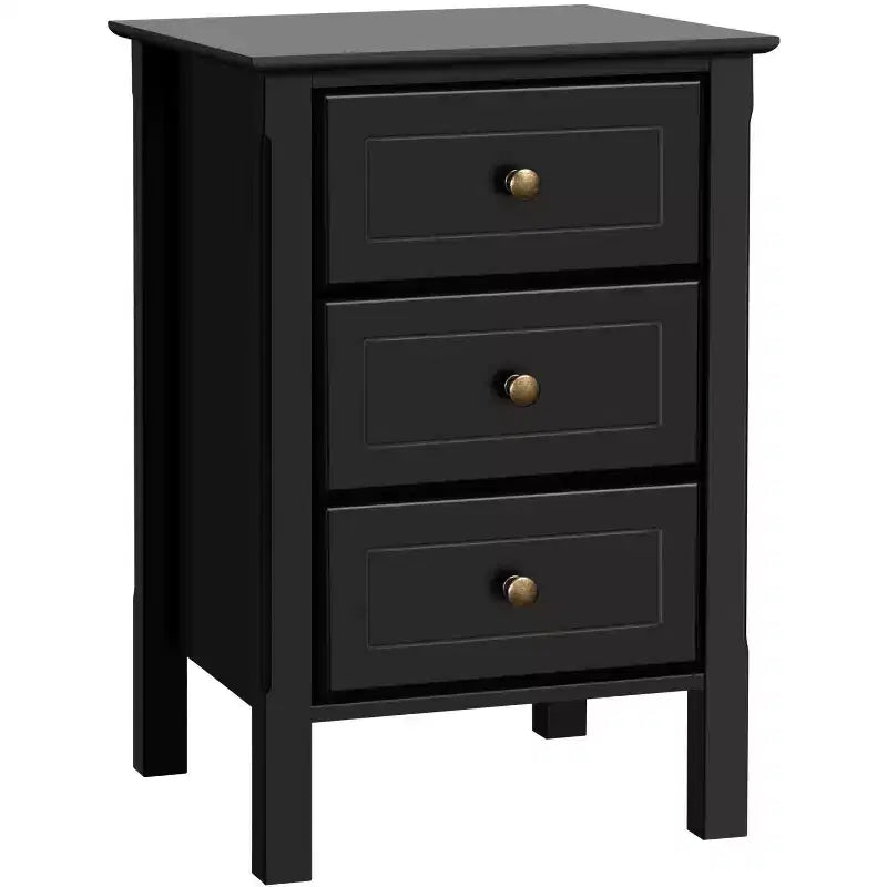Yaheetech 3 Drawer End Table with Solid Wood Legs for Living Room