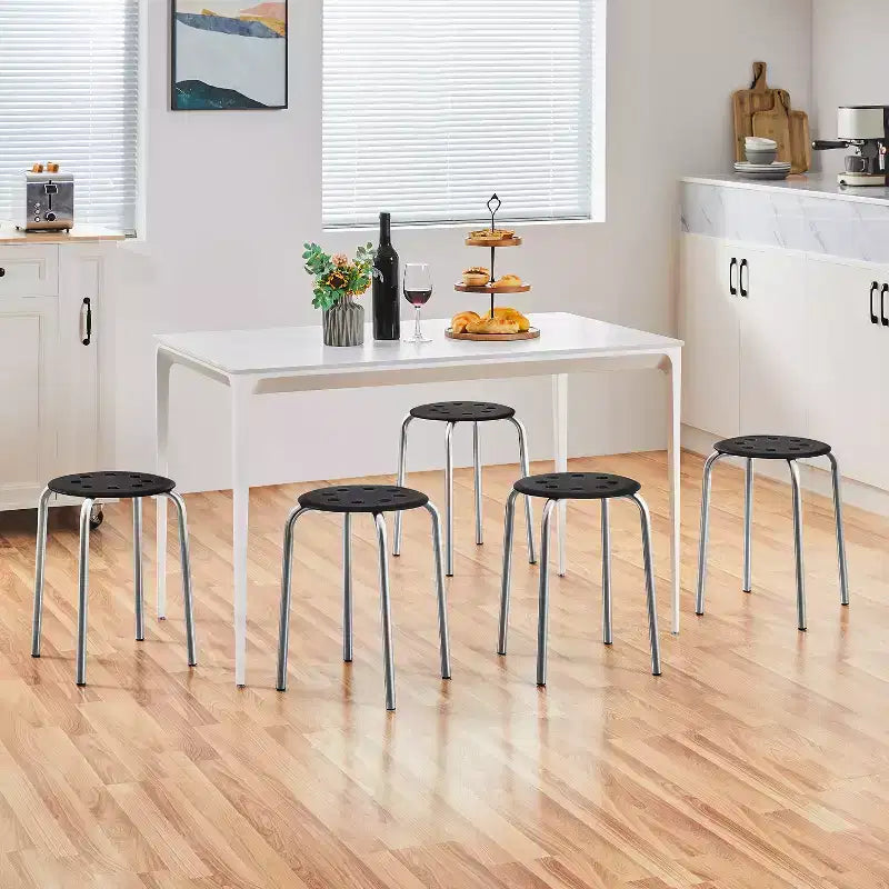 Lot de 5 tabourets empilables sans dossier en plastique pour salle de classe