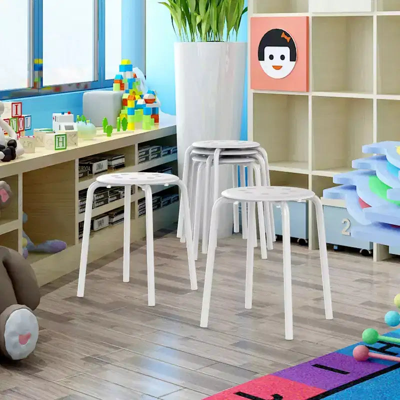 Lot de 5 tabourets empilables sans dossier en plastique pour salle de classe