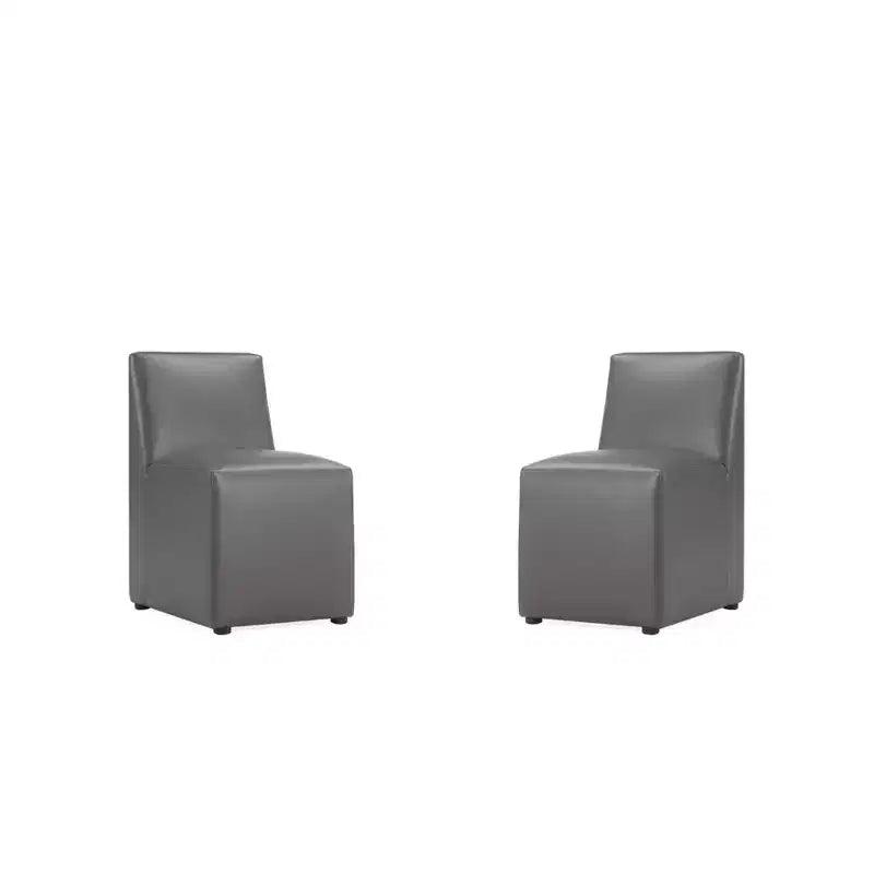 Lot de 2 chaises de salle à manger modernes carrées en similicuir Anna