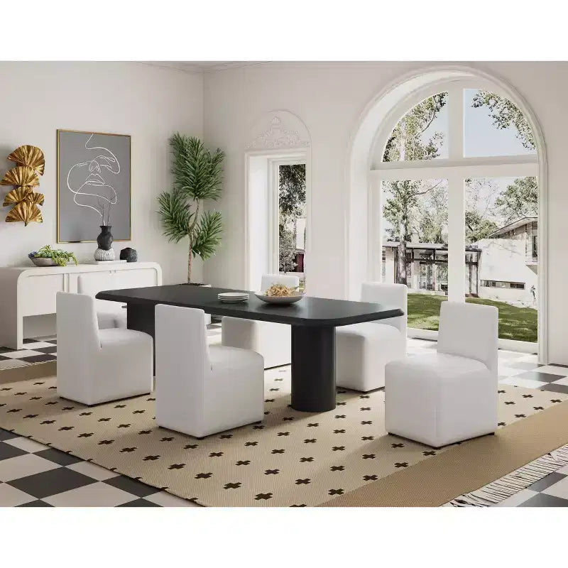 Lot de 2 chaises de salle à manger modernes carrées en similicuir Anna