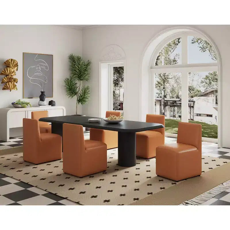 Lot de 2 chaises de salle à manger modernes carrées en similicuir Anna