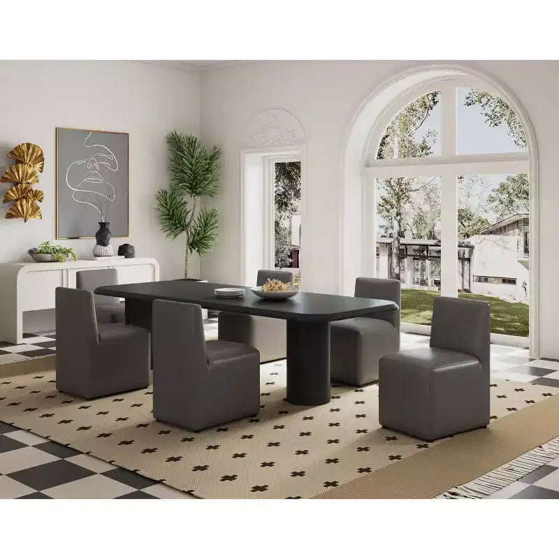 Set of 2 Anna Modern Square Faux Leather Dining Chairs