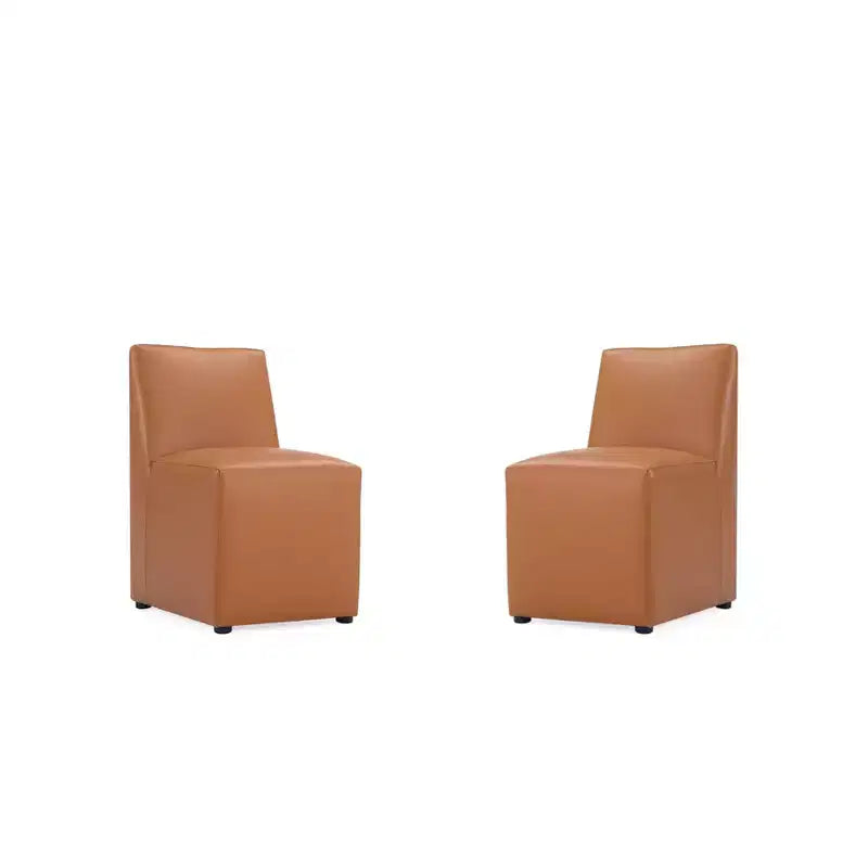 Set of 2 Anna Modern Square Faux Leather Dining Chairs