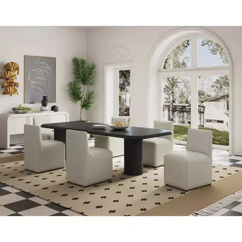Set of 2 Anna Modern Square Faux Leather Dining Chairs
