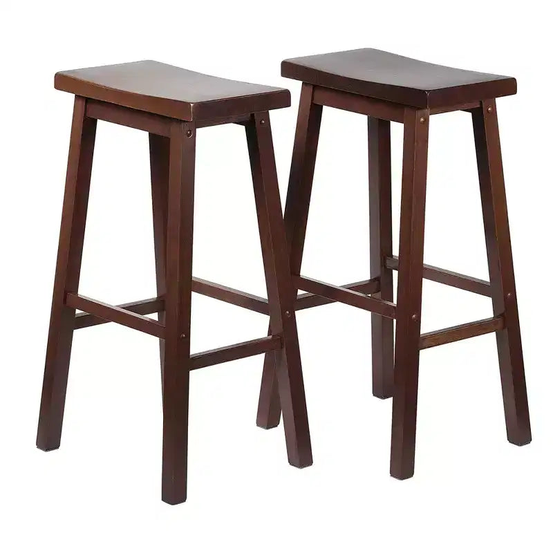 Classic Saddle Seat 29 Tall Kitchen Counter Stools, Walnut (Set of 10)