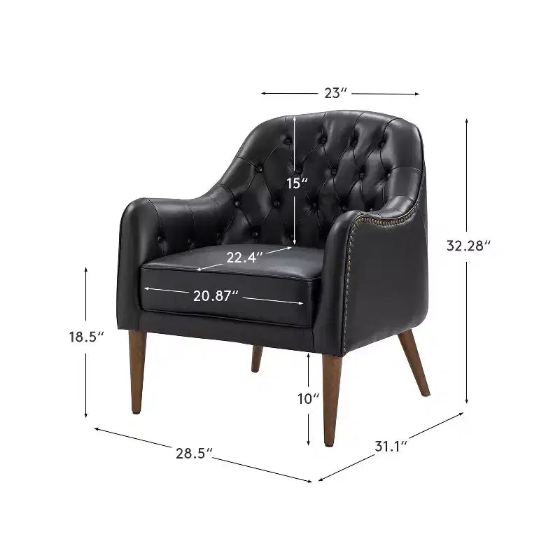 Lot de 2 fauteuils d'appoint en cuir véritable capitonné de 72 cm de large avec pieds en bois massif pour le salon