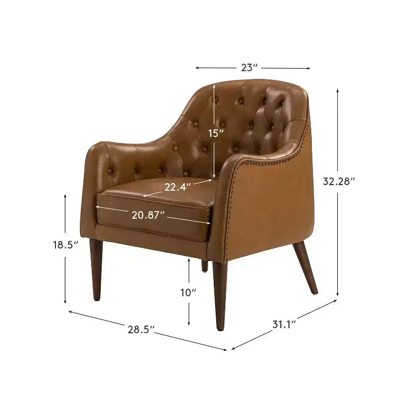 Lot de 2 fauteuils d'appoint en cuir véritable capitonné de 72 cm de large avec pieds en bois massif pour le salon