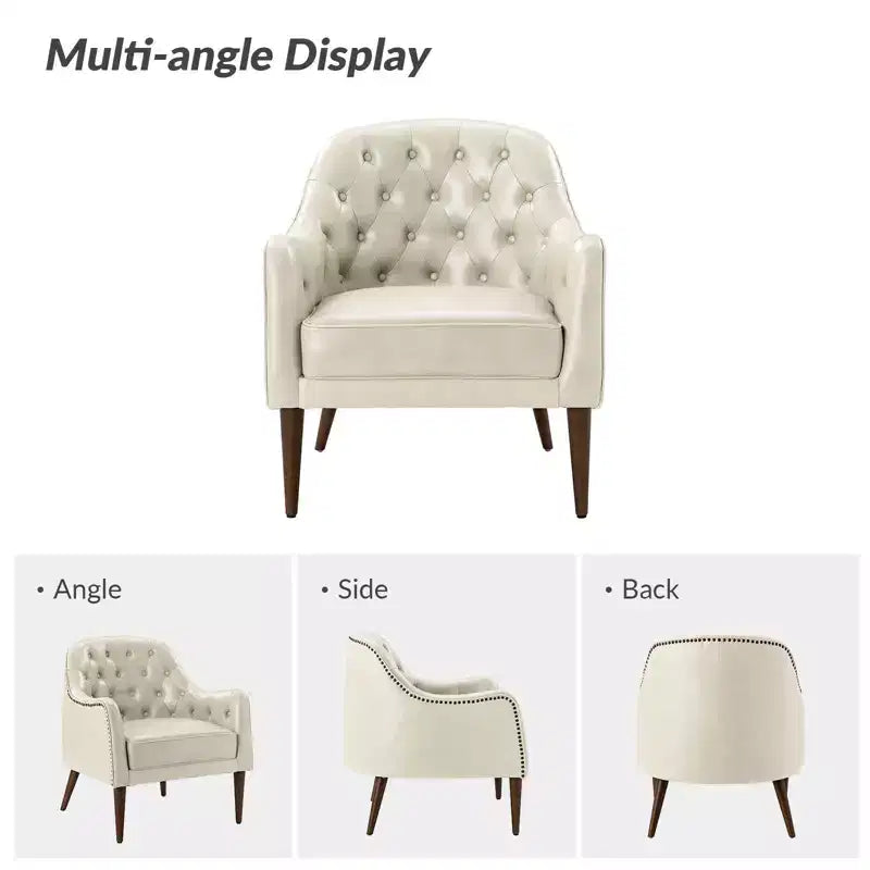 Lot de 2 fauteuils d'appoint en cuir véritable capitonné de 72 cm de large avec pieds en bois massif pour le salon