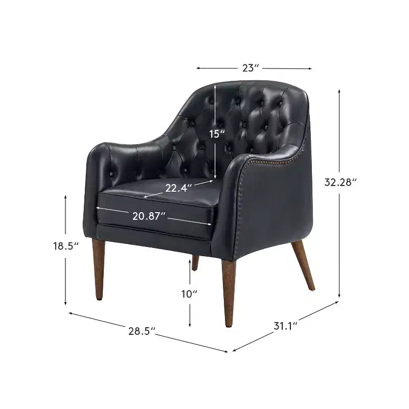 Lot de 2 fauteuils d'appoint en cuir véritable capitonné de 72 cm de large avec pieds en bois massif pour le salon