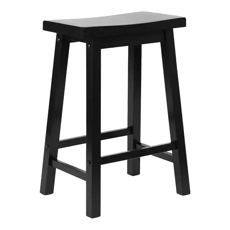 Tabouret de comptoir de cuisine classique à assise en selle, 61 cm de hauteur, pour maisons, salles à manger et bars, avec assise sans dossier, 4 pieds carrés, noir (paquet de 5)