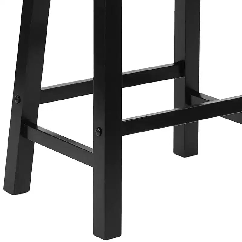 Tabouret de comptoir de cuisine classique à assise en selle, 61 cm de hauteur, pour maisons, salles à manger et bars, avec assise sans dossier, 4 pieds carrés, noir (paquet de 5)