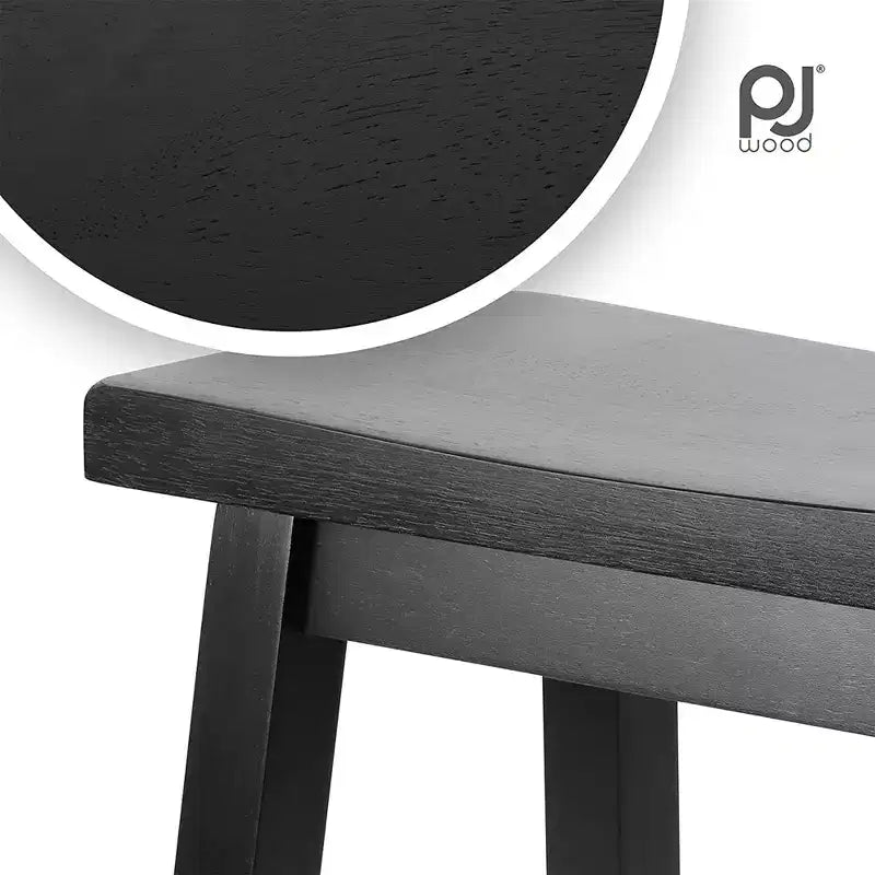Tabouret de comptoir de cuisine classique à assise en selle, 61 cm de hauteur, pour maisons, salles à manger et bars, avec assise sans dossier, 4 pieds carrés, noir (paquet de 5)